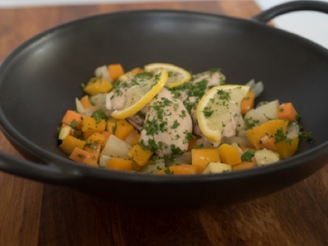 Lemon pepper vegetables and chicken